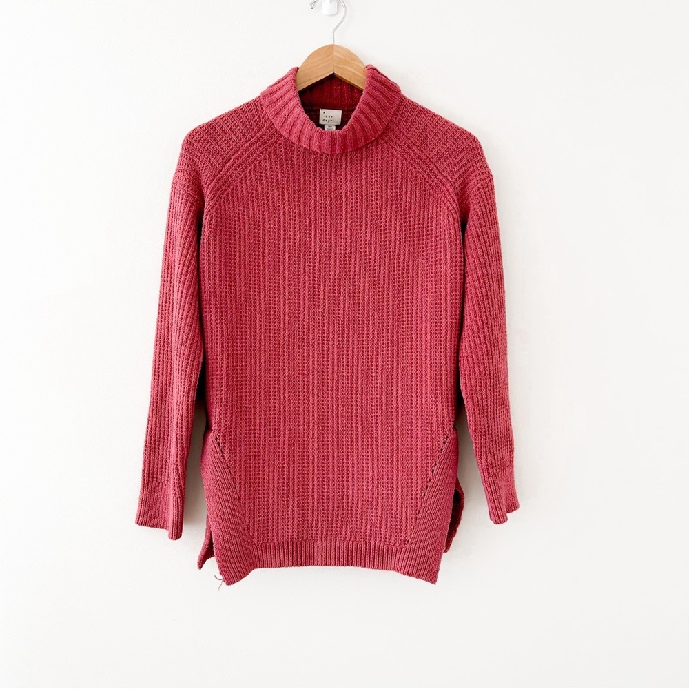 A New Day Pink waffle Turtleneck Sweater xs